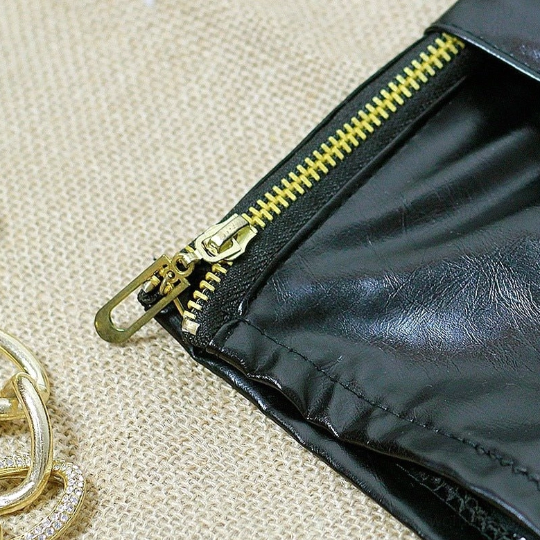 Black PU leather gothic shorts with rivet and zipper hardware front display