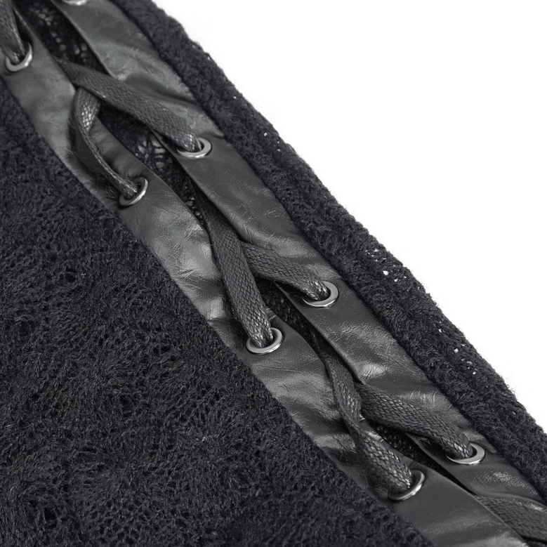 Black quilted zip cropped gothic top - product main image with visible chain trims and half-zip front closure