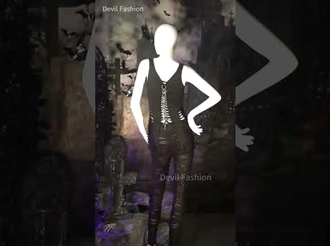 Gothic black ripped tank top with back ring detail promotional display image