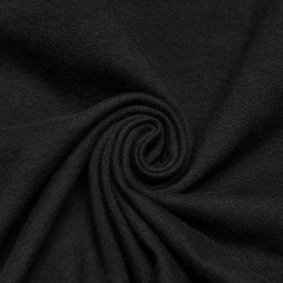 Black ruffle flare gothic pants fabric detail showcasing soft knit composition and layered ruffle construction