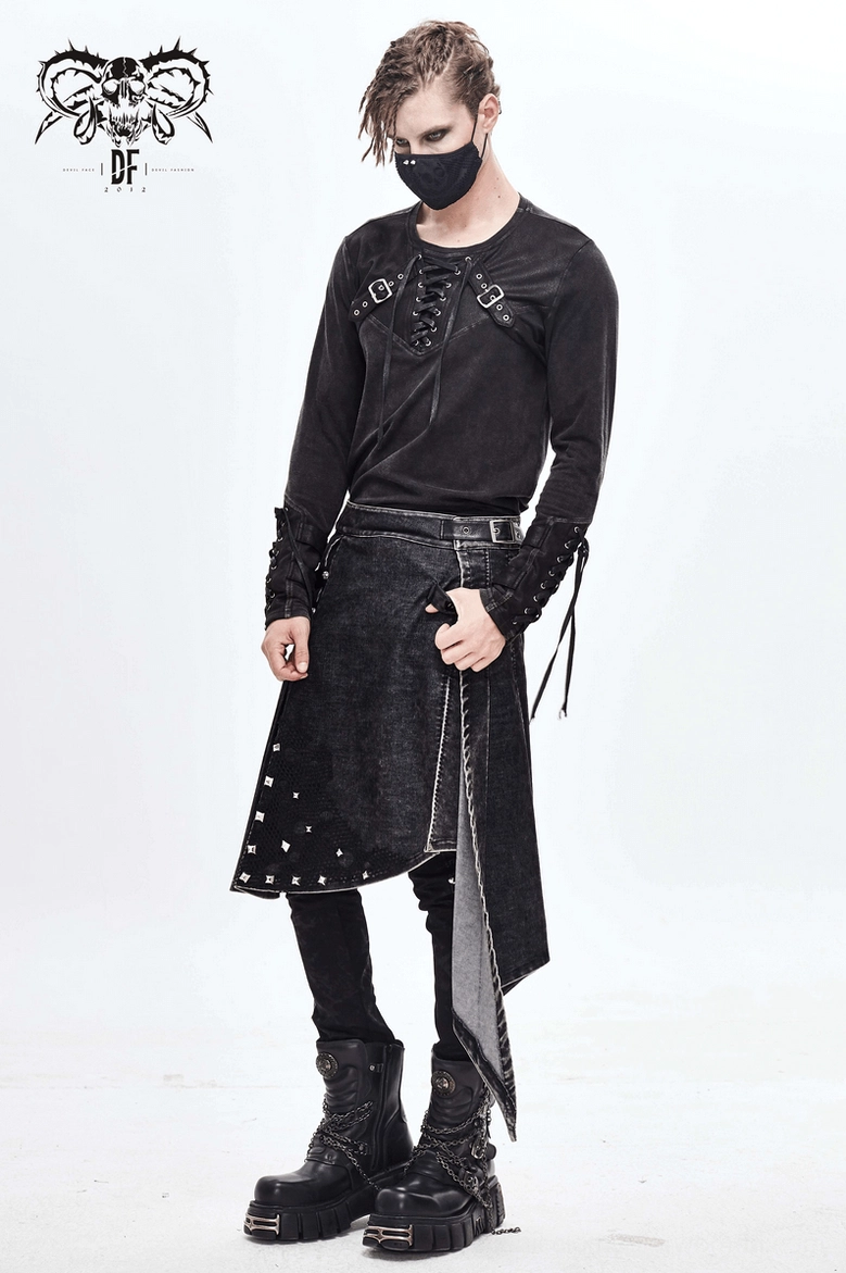 Black skull mesh gothic face mask versatile styling options with goth alternative fashion