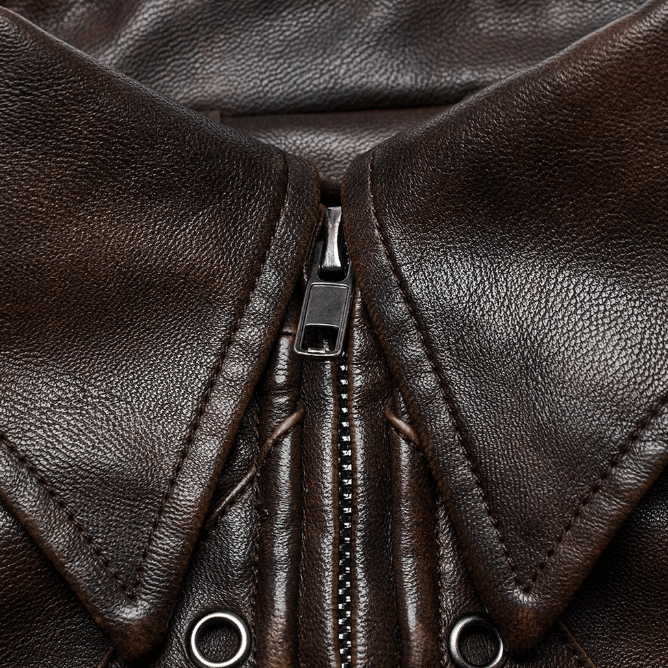 Black spike cropped gothic jacket stand collar and metal zipper hardware close-up detail