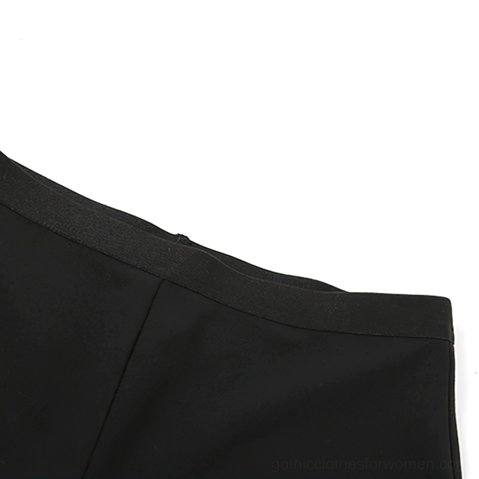 Black asymmetrical gothic mini dress front view tube neckline strapless
