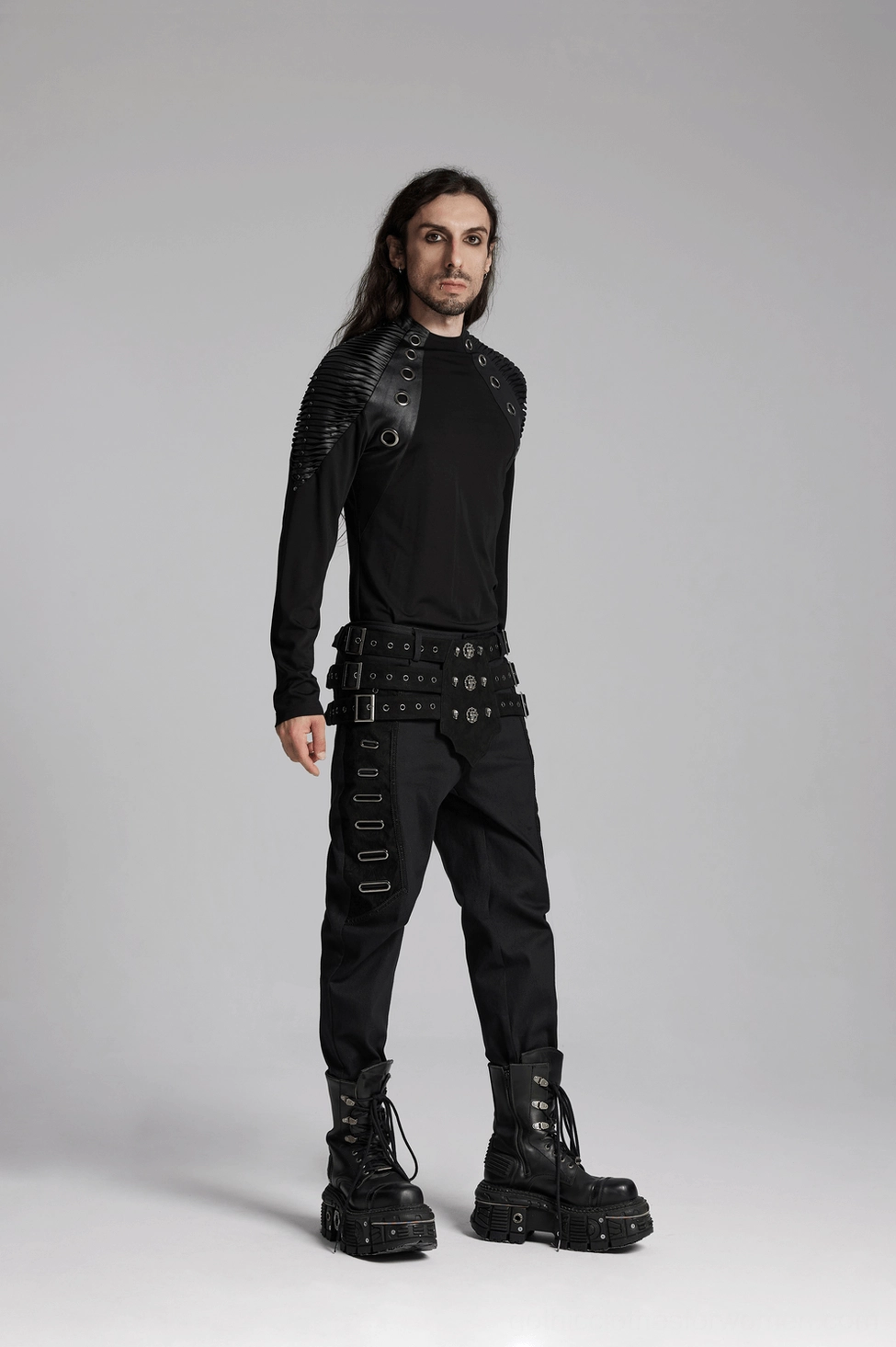 Black triple-row adjustable gothic corset belt product shot highlighting craftsmanship and design