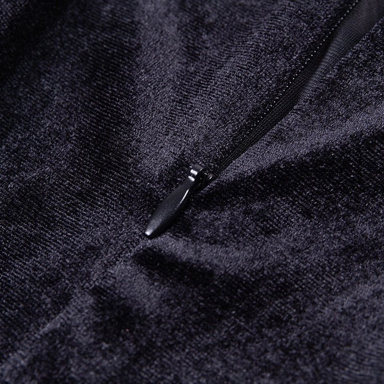 Black velvet cheongsam dress layering suggestion with mesh or sheer top