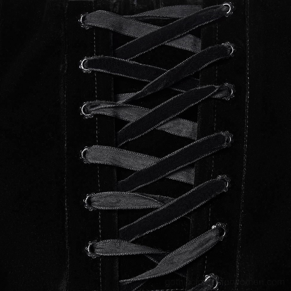 Black velvet gothic corset with rose lace embroidery showcasing alternative fashion and dark romantic aesthetic details