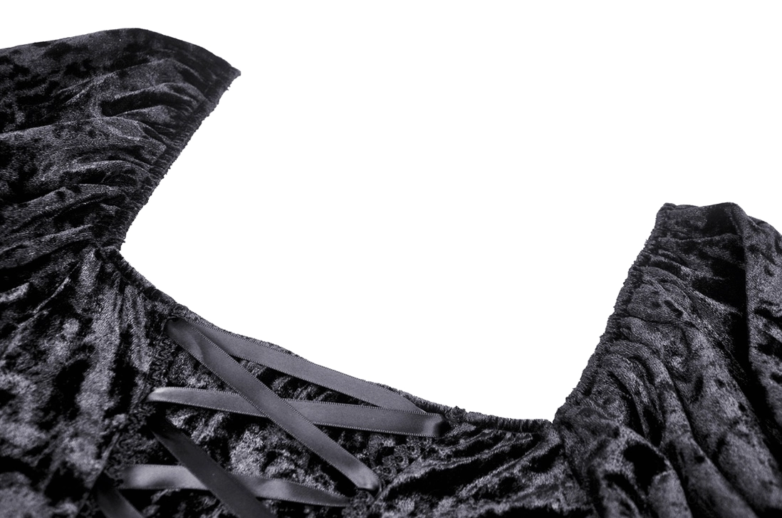 Black velvet gothic mini dress - alternative styling flat lay showing overall silhouette