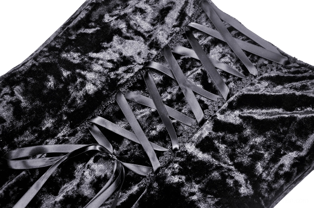 Black velvet gothic dress styled with accessories - complete outfit aesthetic view
