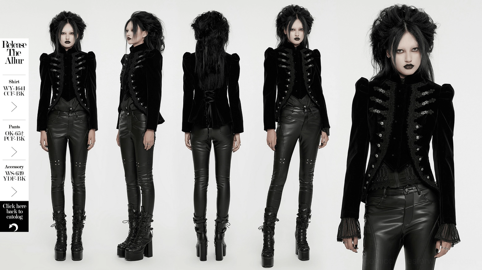 Black velvet gothic jacket full garment display showing all design elements and construction