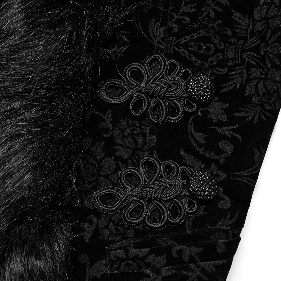 Black velvet gothic jacket alternative view showing silhouette and overall construction detail
