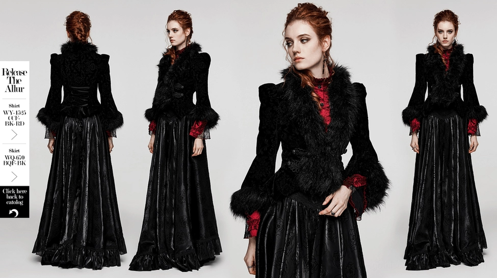 Black velvet gothic jacket worn styling view demonstrating fit and wearable gothic fashion aesthetic