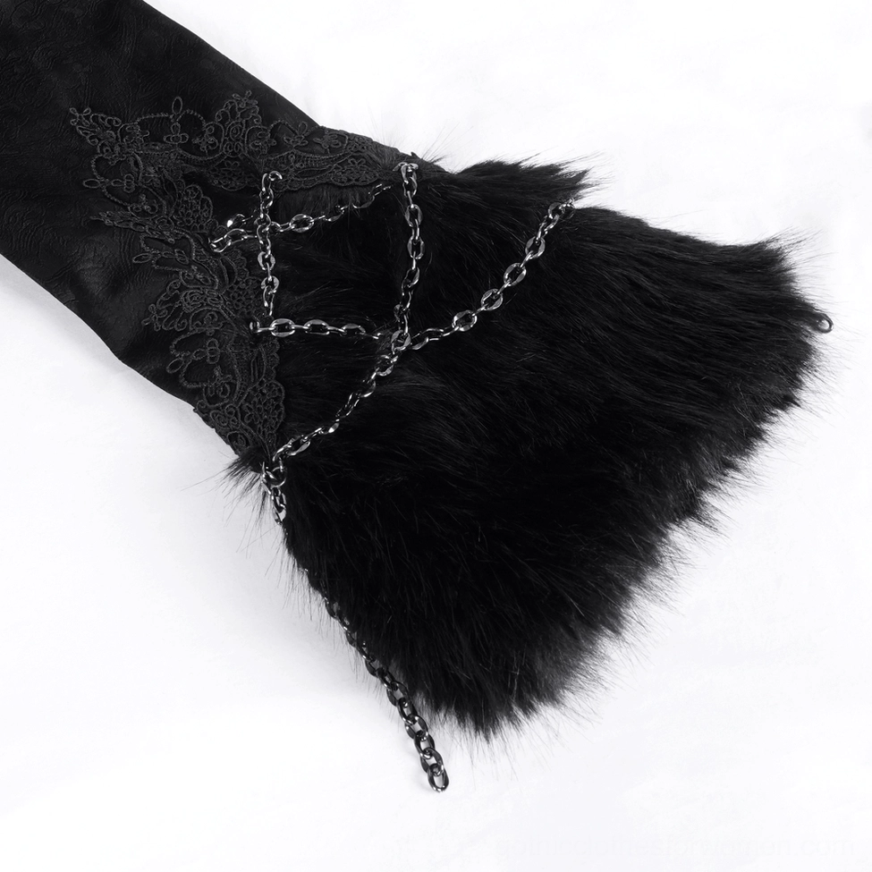 Black Victorian gothic jacket - full front view showing fitted silhouette and chain embellishments