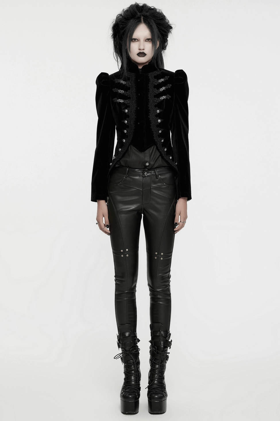 Body measurement reference points for women's gothic velvet jacket proper fit