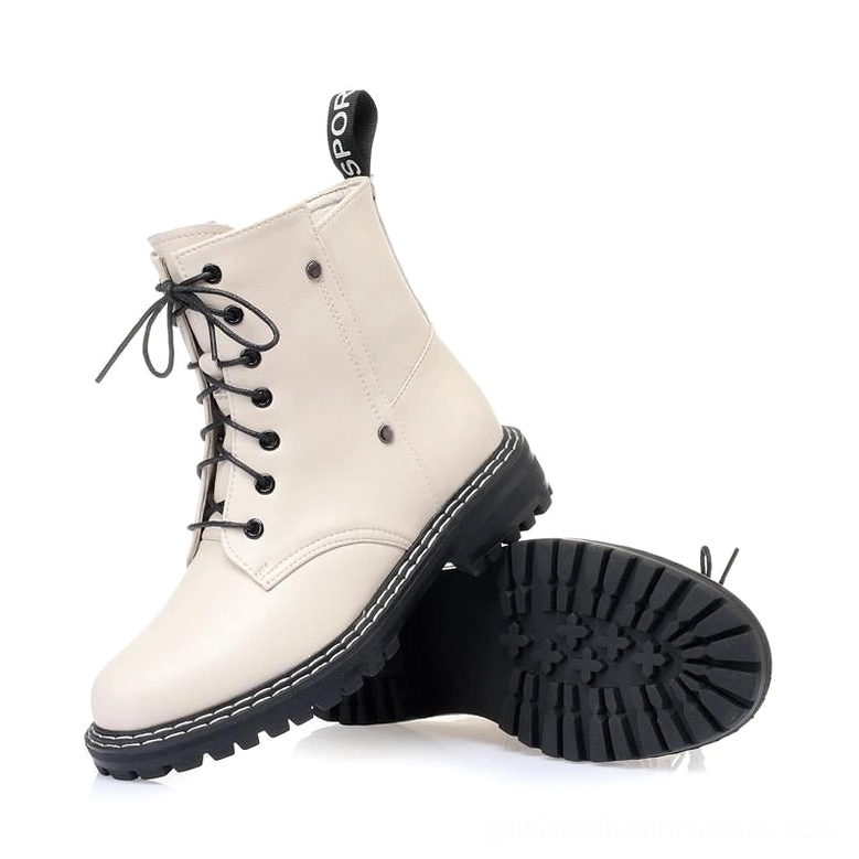 Combat boot lace-up eyelets and dual closure system - lace front with side zip access