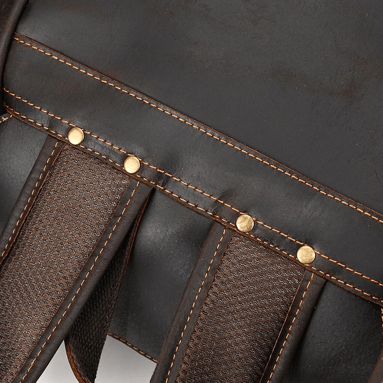 Brown genuine leather gothic backpack versatile styling presentation