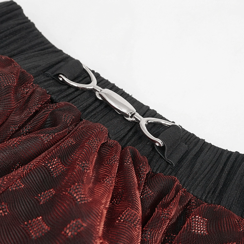 Burgundy mesh gothic mini skirt worn with alternative fashion styling, dark aesthetic complete look