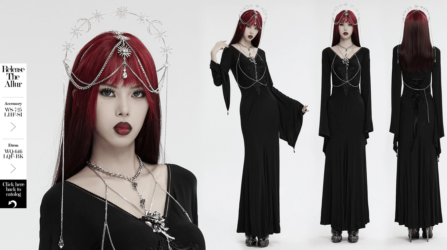 Celestial gothic crown headpiece main product shot - silver metal crown with moon star sun crystal design on white background