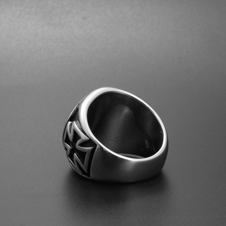 Celtic cross gothic ring inner carved detail showing intricate embossed pattern on ring interior