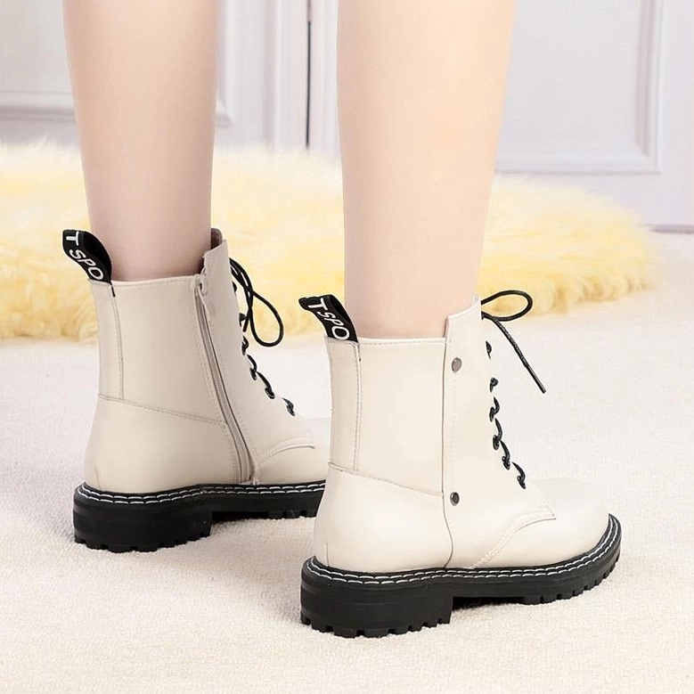 Gothic combat ankle boot color comparison - red with wool option next to other colorways