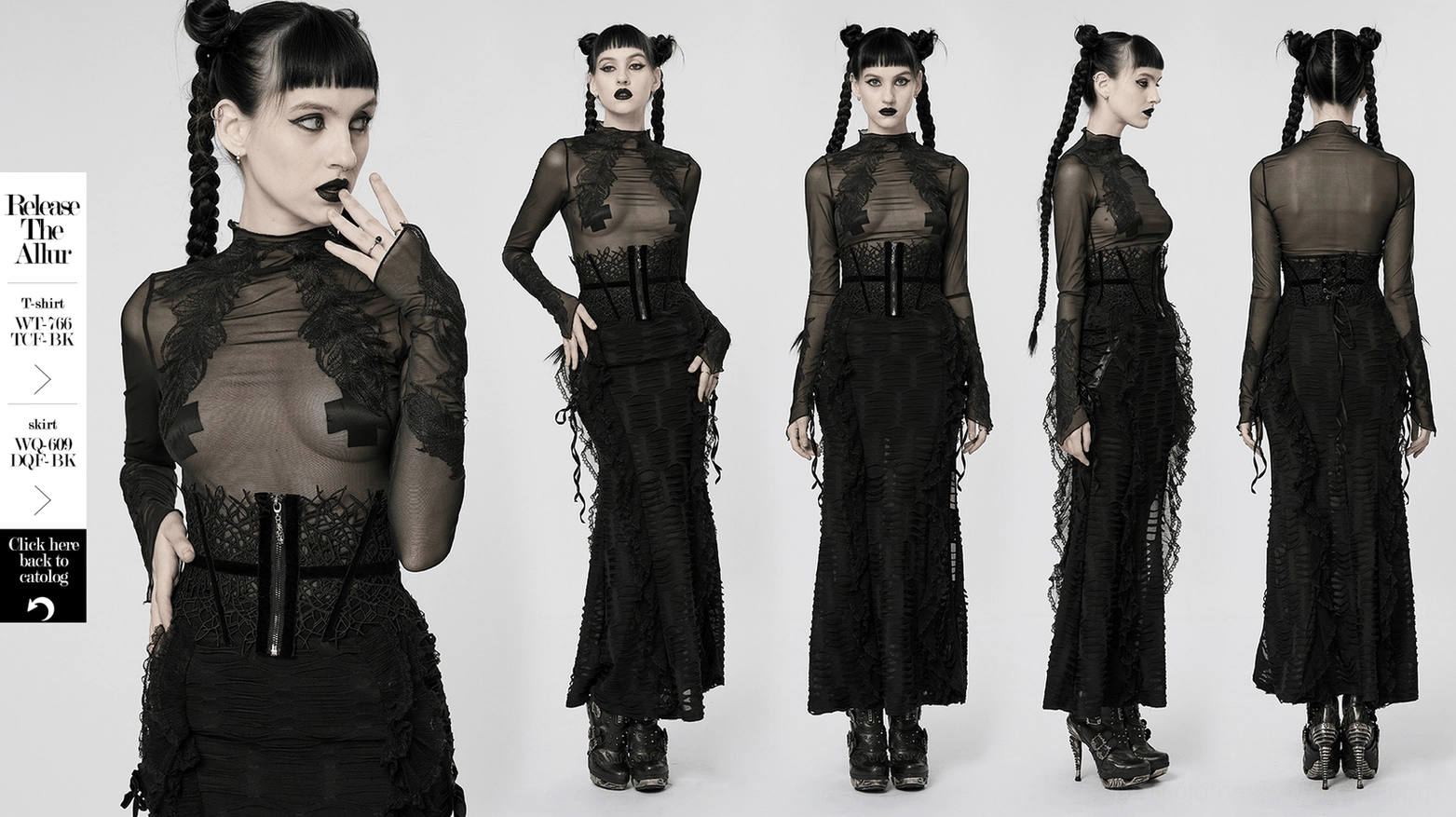 Corset belt back view on model with back lacing ties visible, displaying adjustable fit system and lace pattern