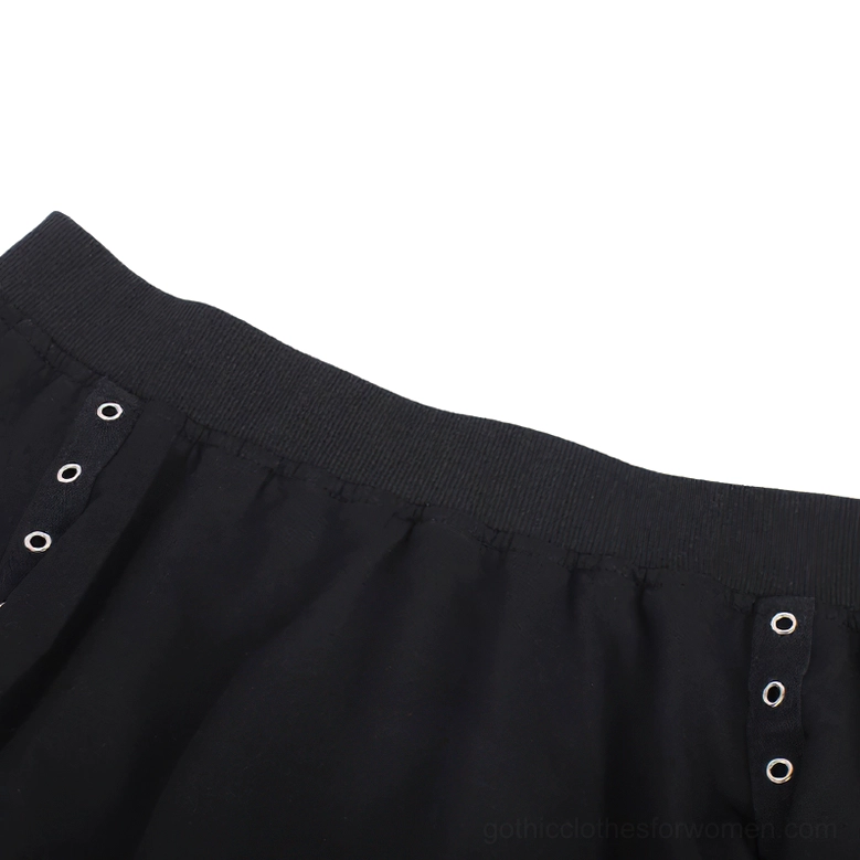 ribbed hem eyelet strip metal detail crop top construction