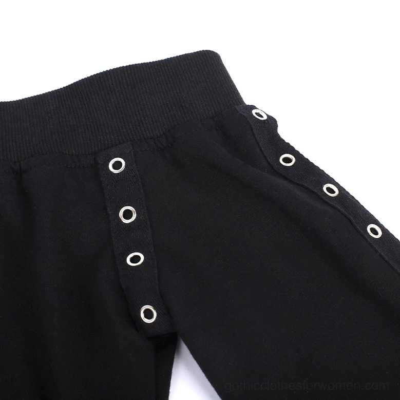 metal eyelet strap sleeve detail gothic crop top hardware