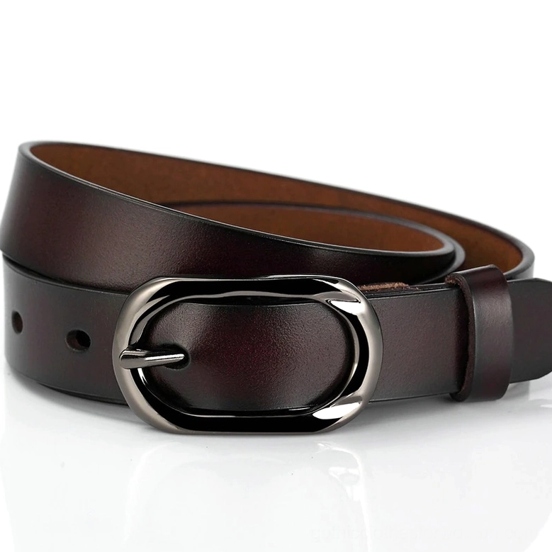 Dark brown gradient genuine leather gothic belt full length display with buckle loop