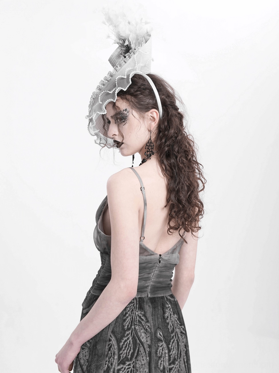 Dark romance gothic fascinator hat perfect for Victorian-inspired elegant occasions and events