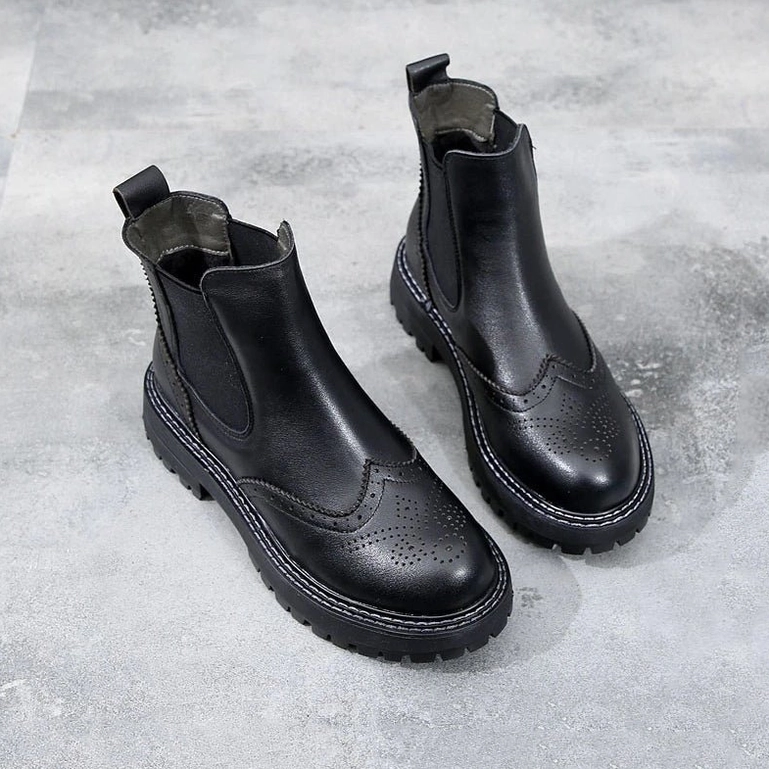 Dark romantic gothic Chelsea platform boots - alternative fashion footwear styling