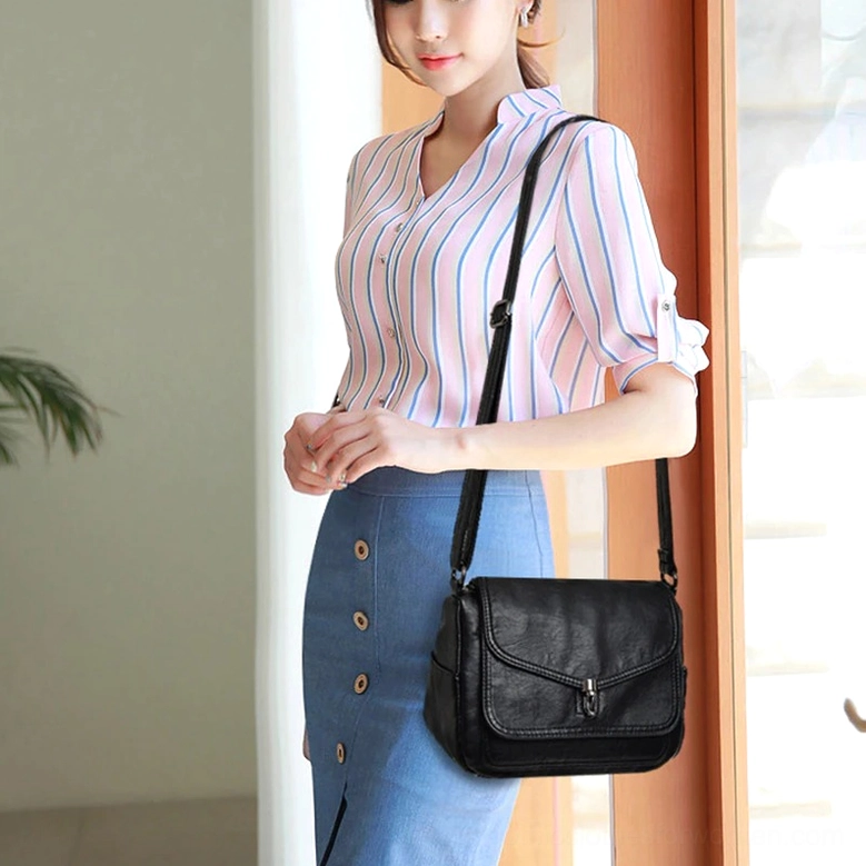 Dark romantic gothic flap handbag, soft leather vintage crossbody shoulder bag