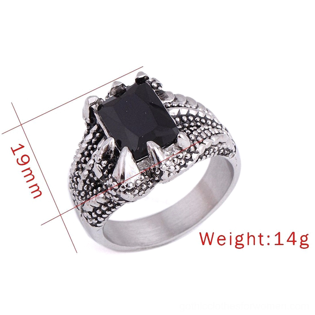 Dragon claw ring measurements 19mm width 14g weight specifications gothic jewelry