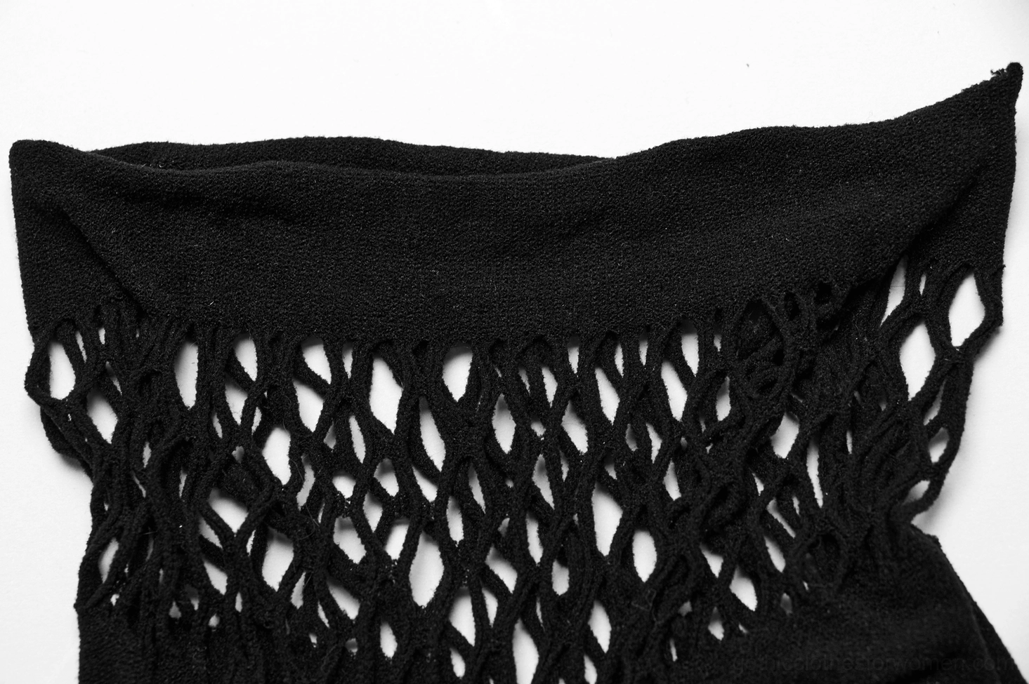 Fishnet lingerie ribbed trim edge - close-up view of reinforced banding detail