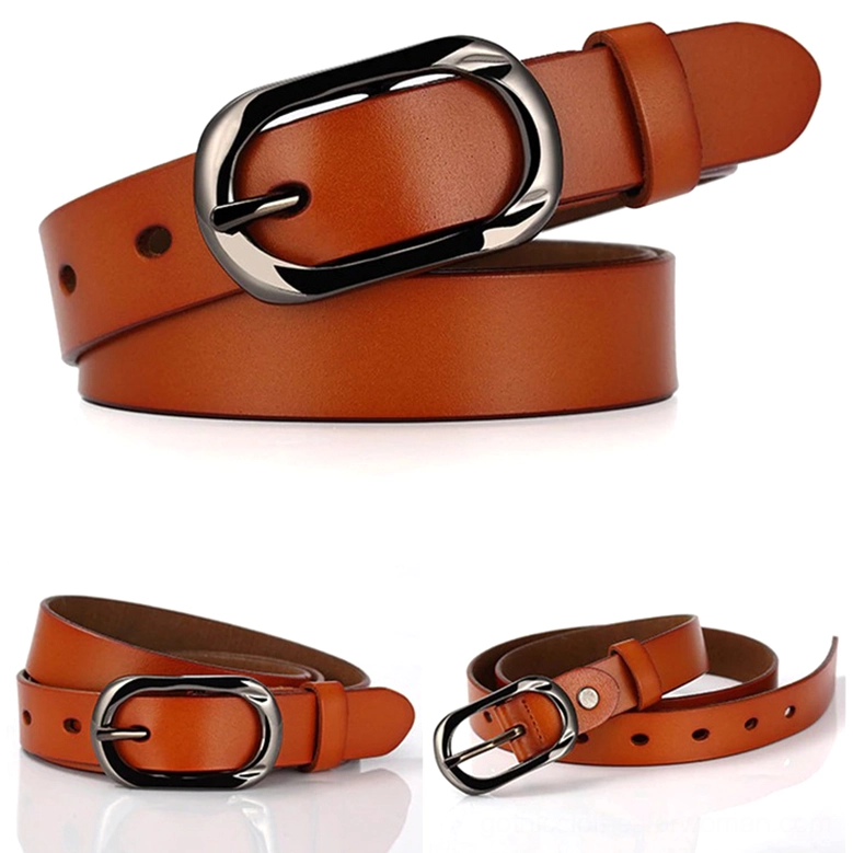 Genuine leather gothic pin buckle belt multiple color options comparison display