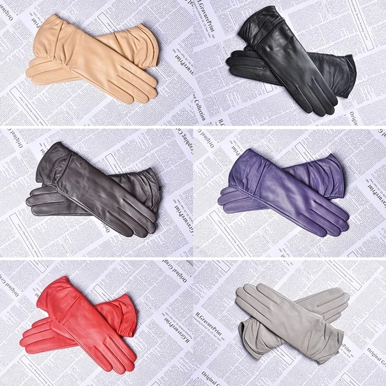 Premium goatskin leather gloves texture close-up, velvet-lined gothic accessories
