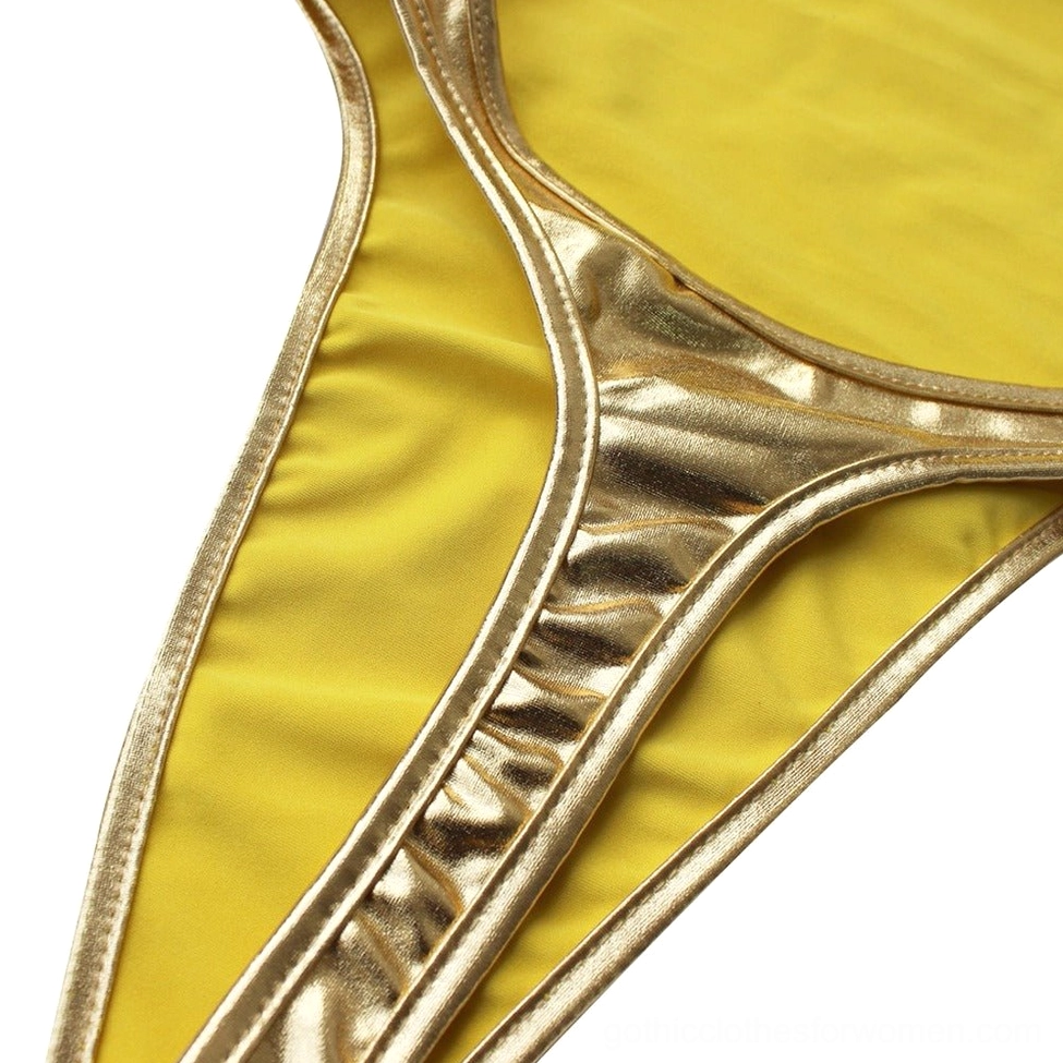Gold metallic gothic bodysuit alternate back view presentation