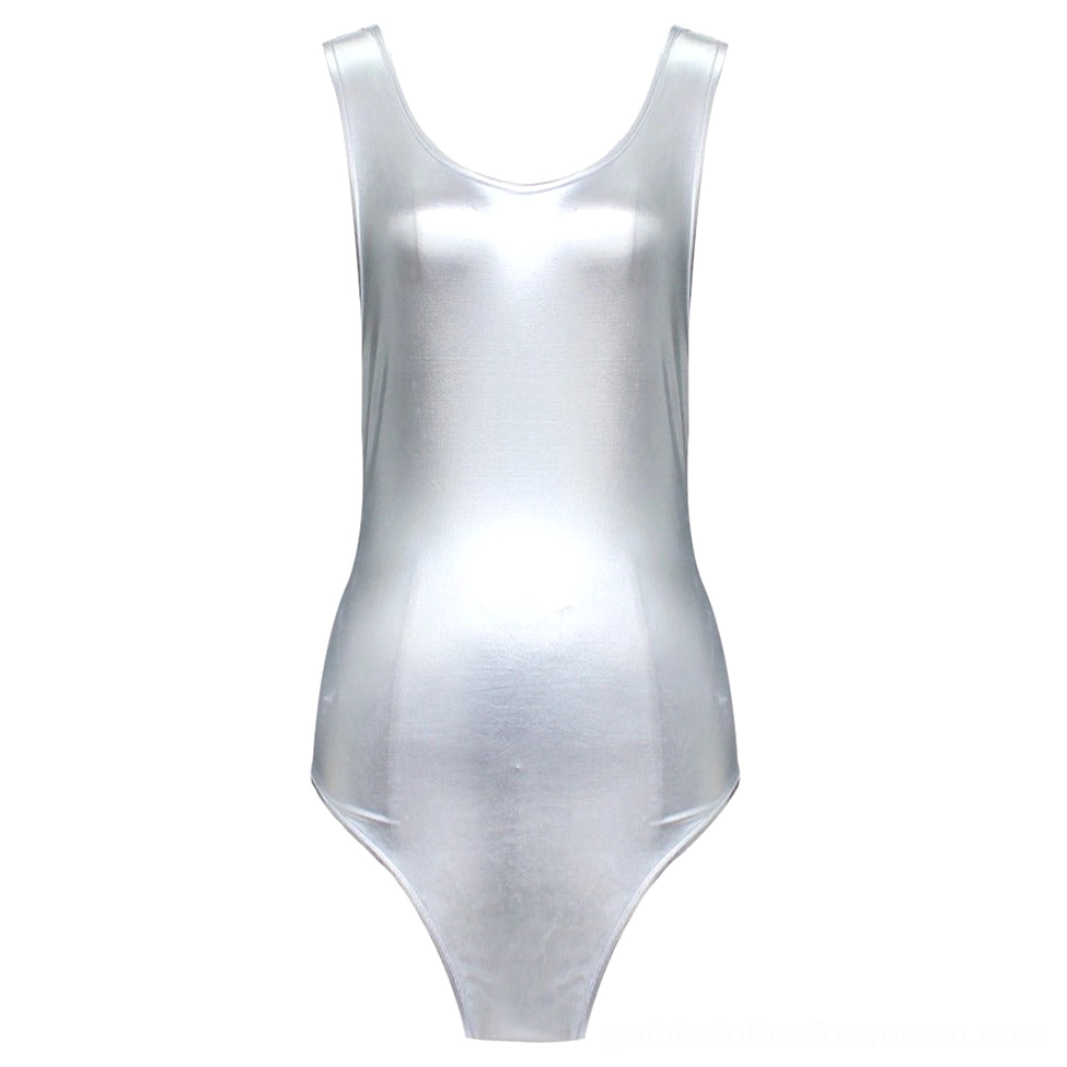 Gold metallic gothic bodysuit front facing pose and fit showcase
