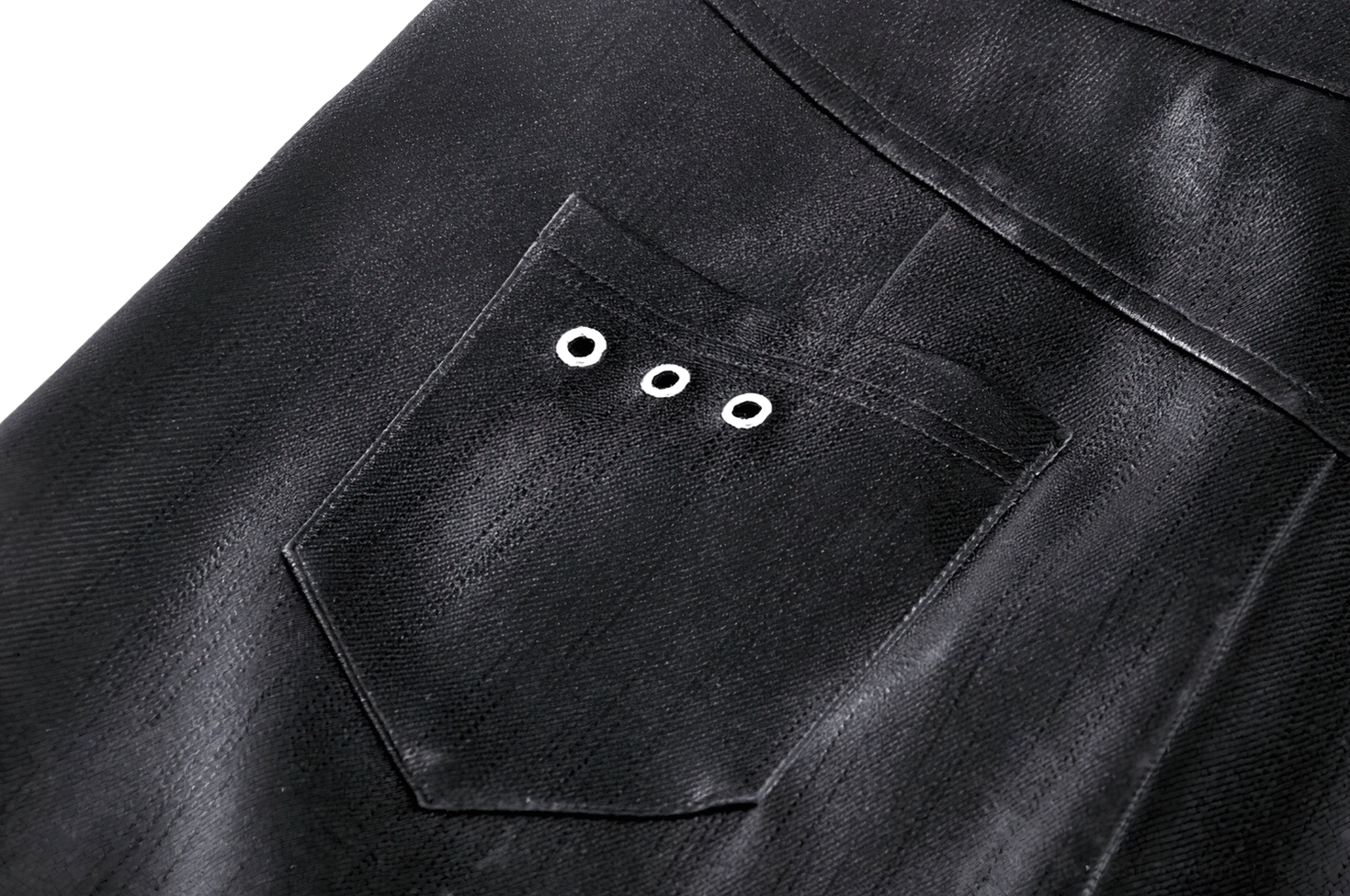 Black asymmetrical PU leather gothic skirt lifestyle styling option paired with alternative fashion accessories