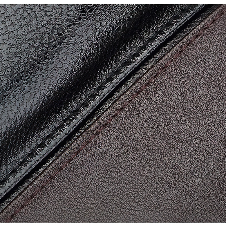 Black gothic leather backpack dual front buckle closure system with industrial design aesthetic