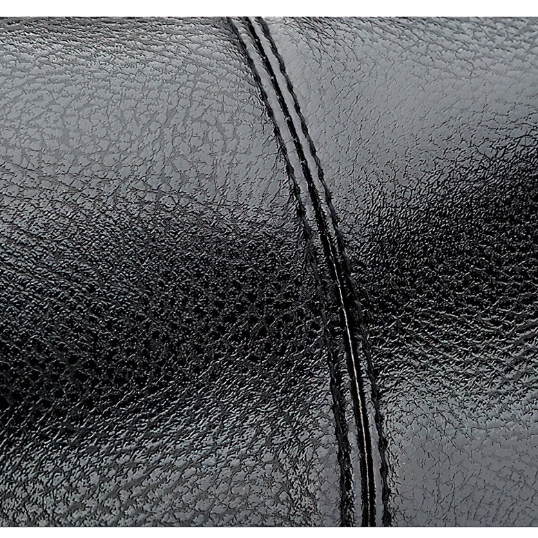 Black gothic leather backpack shoulder strap detail showing padded design and adjustment mechanism