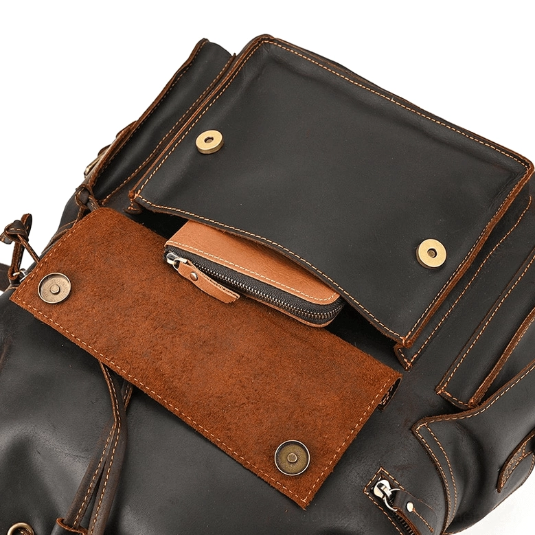 Vintage gothic leather backpack creative professional workspace