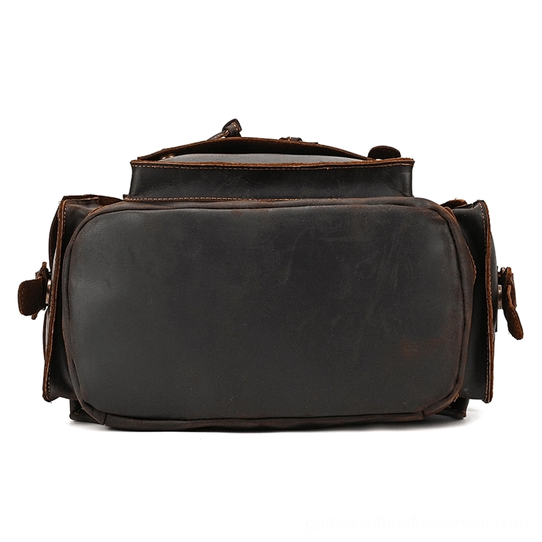 Gothic vintage backpack rear compartment zipper pocket demonstration