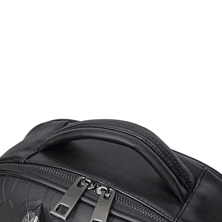 Gothic Bat Embossed Waterproof Backpack - Complete Product Overview Showing All Design Elements and Studded Rock Style Features