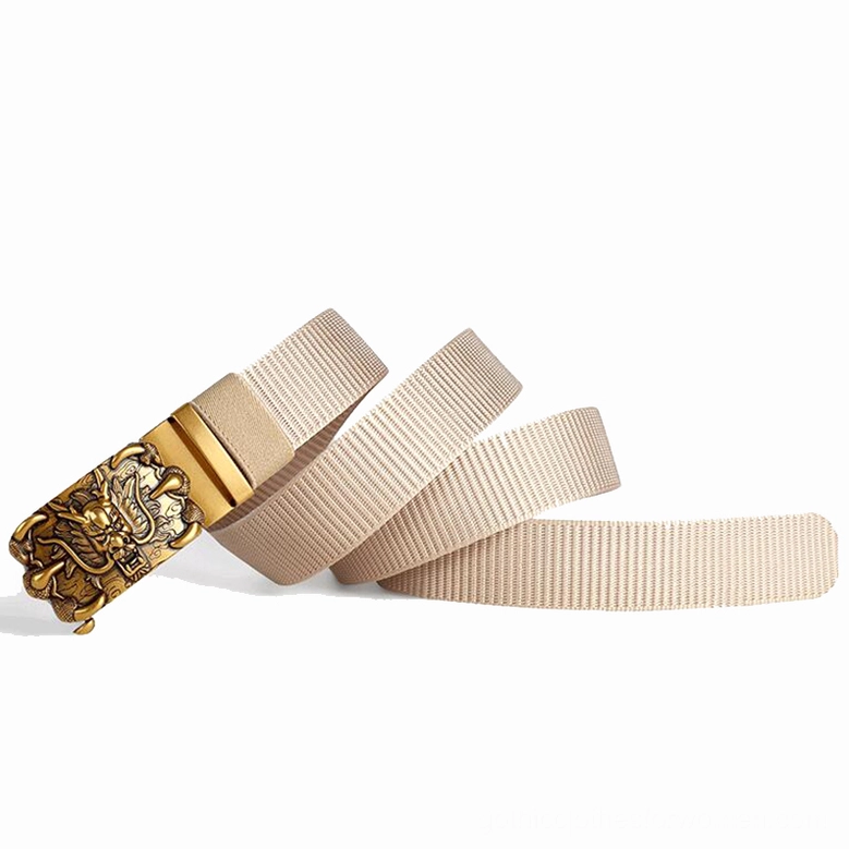 Multiple nylon gothic belts in neutral tones displayed with dragon embossed bronze buckles