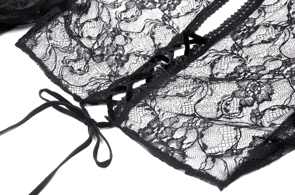 Gothic black lace bolero shrug showcasing full garment construction and versatile styling potential for alternative fashion