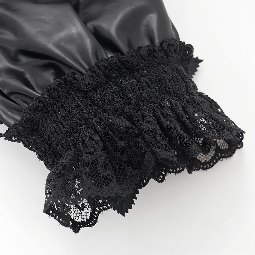 Gothic black lace satin rose gloves complete product presentation and features