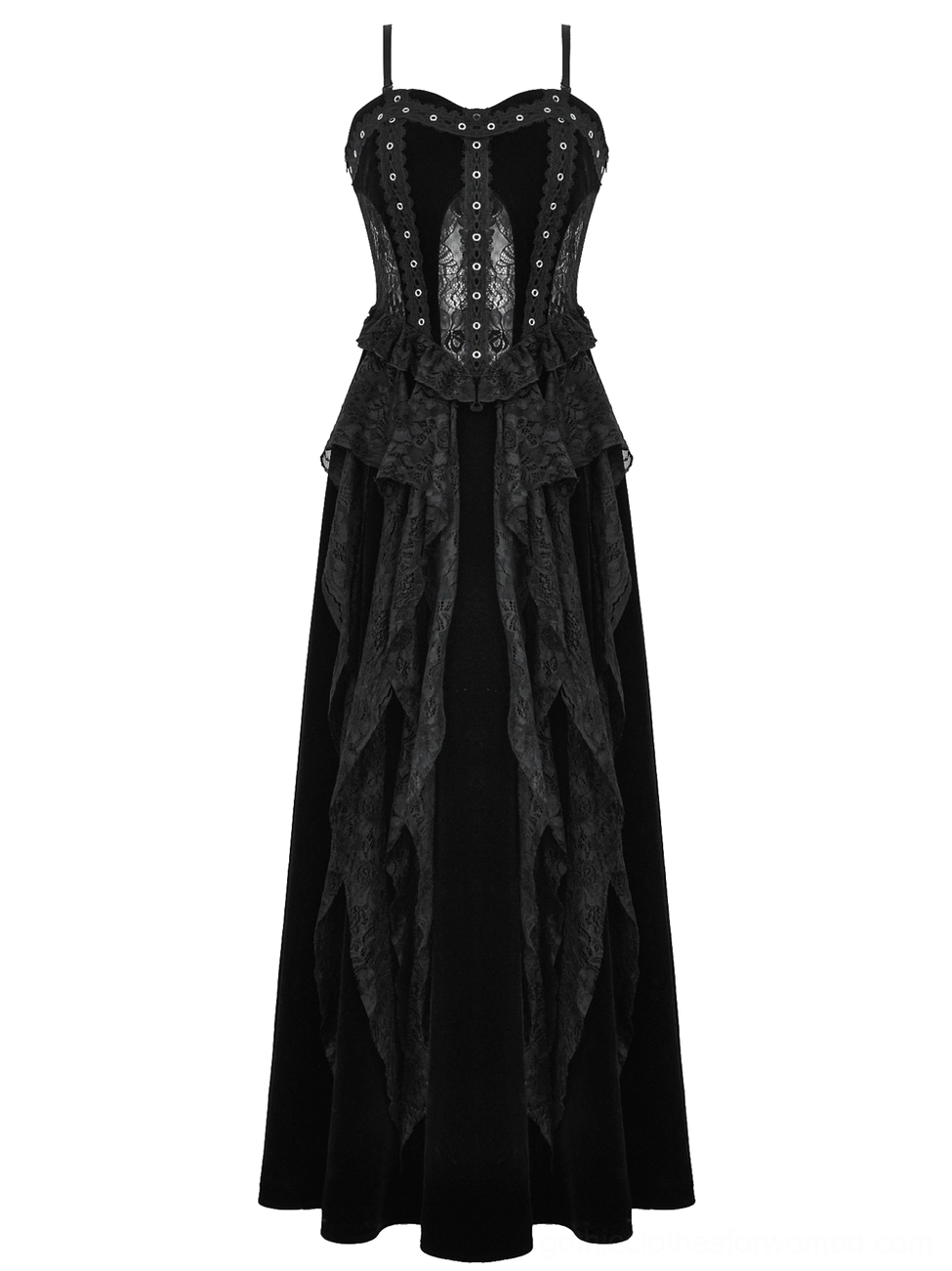 Gothic slip maxi dress alternative styling with spaghetti straps