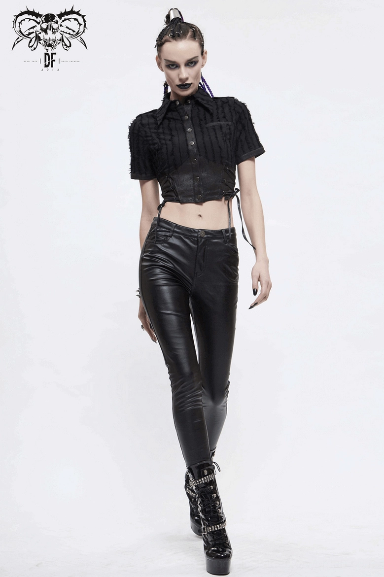 Final product view of black gothic blouse emphasizing modern alternative fashion aesthetic