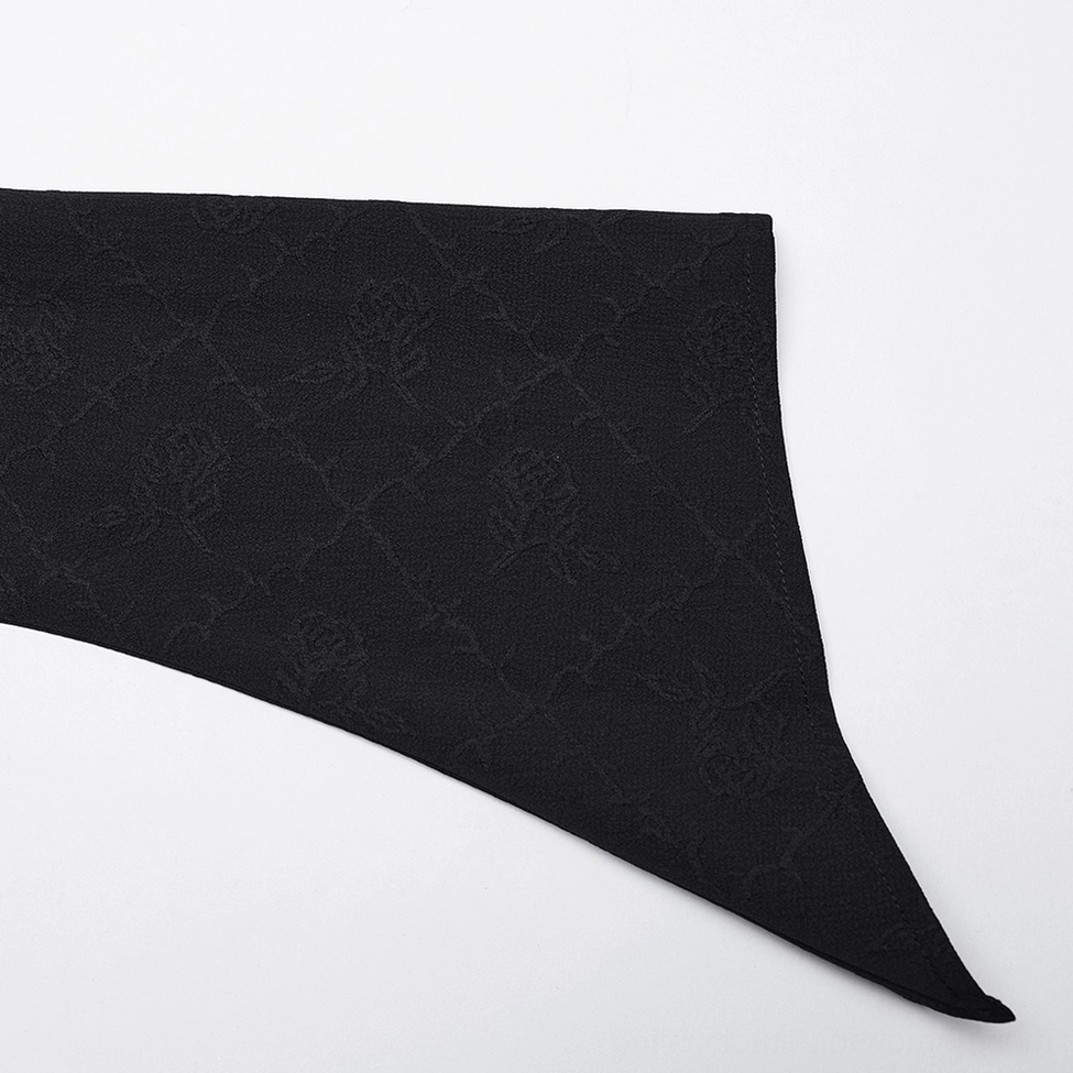 Asymmetrical pointed hem with diamond jacquard pattern on gothic women's blouse