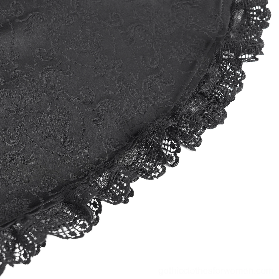 Black Gothic Lace-Up Blouse Sleeve and Cuff Detail - Puffed Design with Lace Edge
