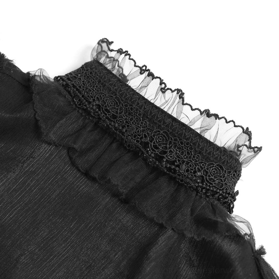 Victorian blouse with side lace-up corset detail - fashion photography showing gothic aesthetic on model
